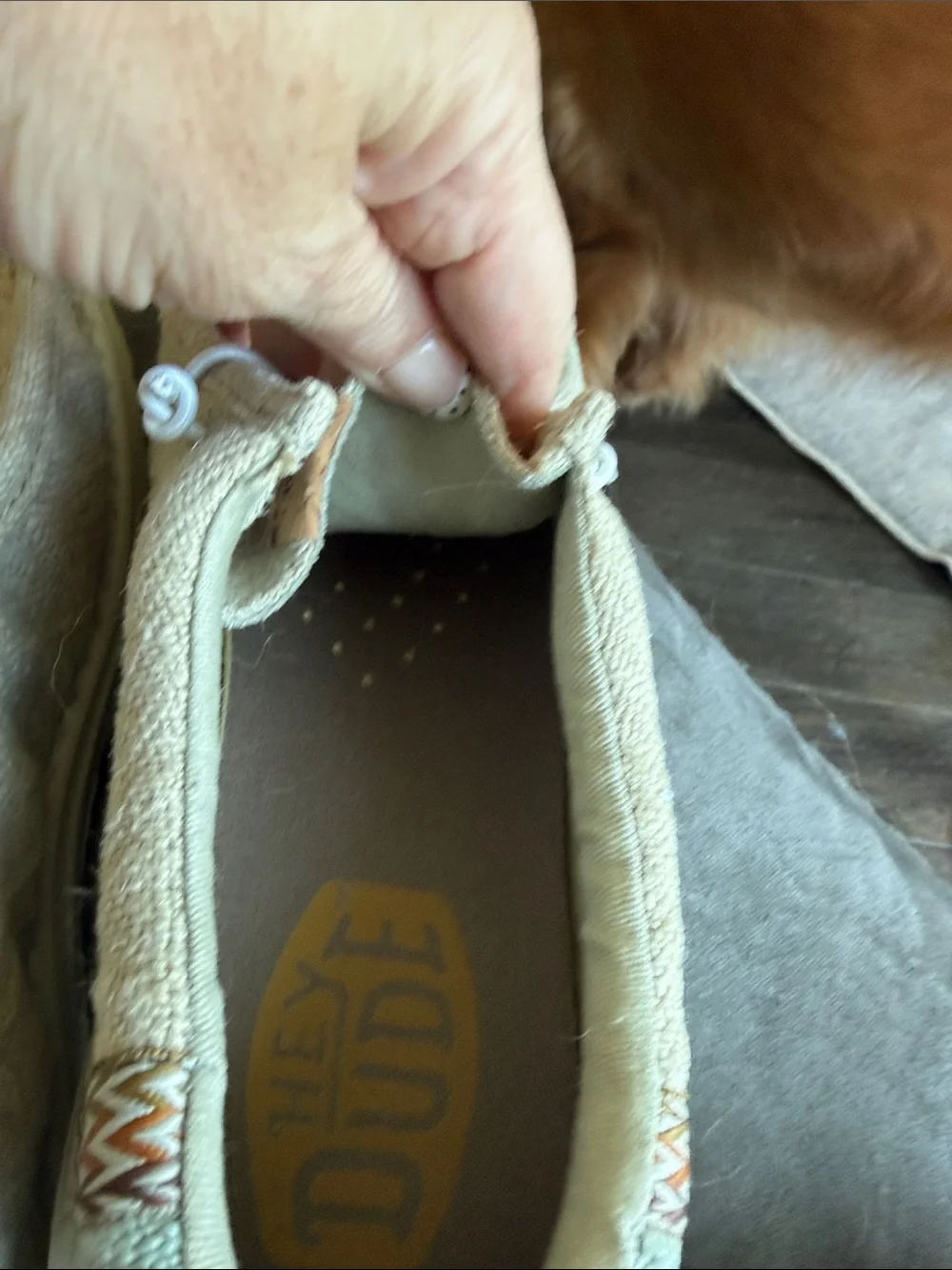 Hey Dude Men's Slip-On Loafers in Natural Beige Canvas